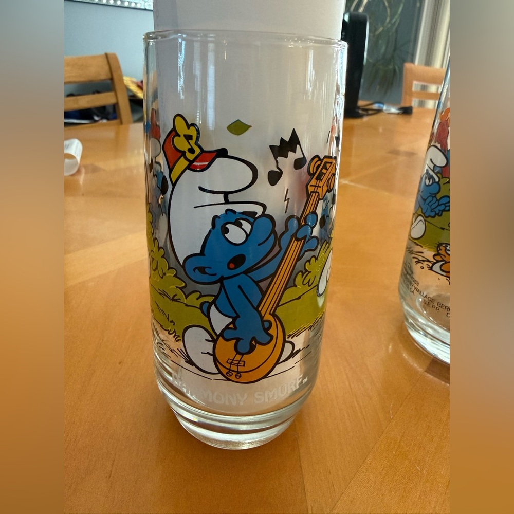 Set of 4 Smurfs Harmony Glass Tumbler - Blue Character Design